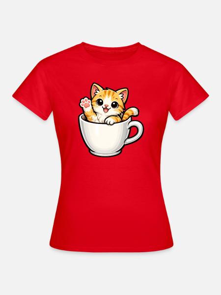Kätzchen im Becher - Frauen T-Shirt - Rot