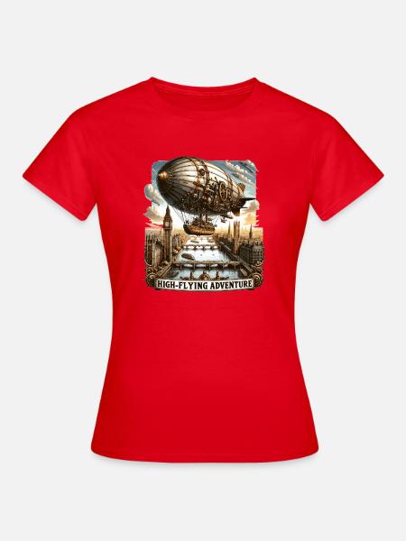 Hochfliegendes Luftschiff über Londons Horizont - Frauen T-Shirt - Rot