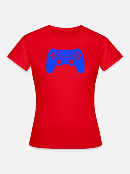 Blaues Gaming-Controller Silhouette - Frauen T-Shirt - Rot