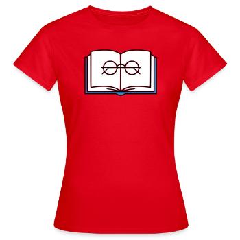 École des Lunettes à Livre Ouvert - T-shirt Femme - rouge - Devant - AI Model Female 172 dark (172cm)