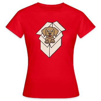 Kuschelhund im Karton - Frauen T-Shirt - Rot - Vorne - AI Model Female 172 dark (172cm)