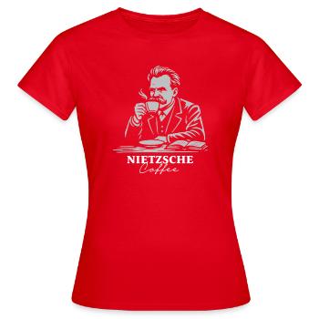 Nietzsche-Kaffeeporträt - Frauen T-Shirt - Rot - Vorne - AI Model Female 172 dark (172cm)