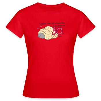Réveille-moi quand le chocolat est à 50 % de réduction - T-shirt Femme - rouge - Devant - AI Model Female 172 dark (172cm)