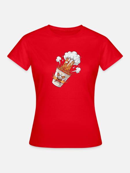 Feuer-Ramen Becher mit Gesicht - Frauen T-Shirt - Rot