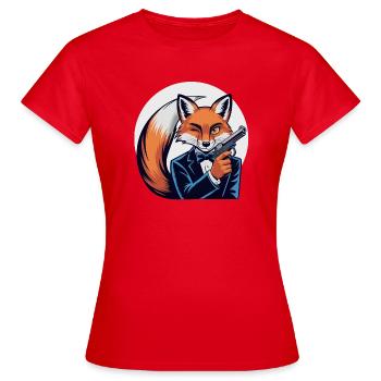 Renard en smoking avec pistolet - T-shirt Femme - rouge - Devant - AI Model Female 172 dark (172cm)