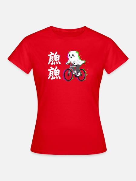Neon-Geist auf dem Fahrrad - Frauen T-Shirt - Rot