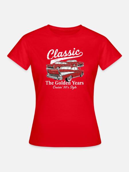 Klassische Cruisin-Autos aus den 50ern - Frauen T-Shirt - Rot