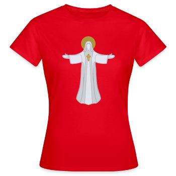 Saint Auréole Jésus à bras ouverts - T-shirt Femme - rouge - Devant - AI Model Female 172 dark (172cm)
