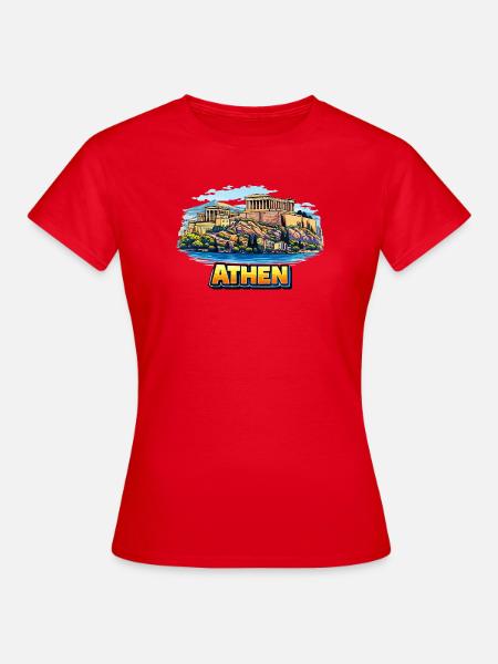 Athen Akropolis Insel Illustration - Frauen T-Shirt - Rot