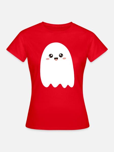 Kawaii Ghost Smile Tee - Frauen T-Shirt - Rot