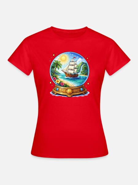 Schiffstraum Kugelbild - Frauen T-Shirt - Rot