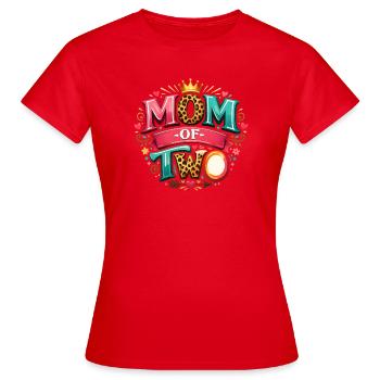 MOM of TWO! Crown, Leo Love, Personalizable - Women's T-Shirt - red - Front - AI Model Female 172 dark (172cm)