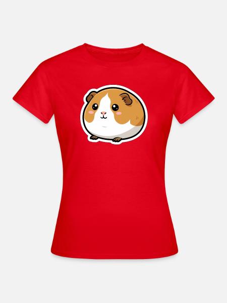 Meerschweinchen Kopf Sticker - Frauen T-Shirt - Rot