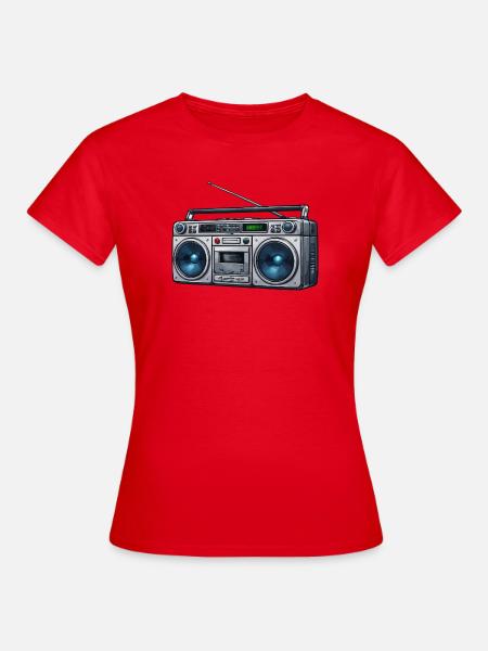 Retro Boombox Ghettoblaster - Frauen T-Shirt - Rot