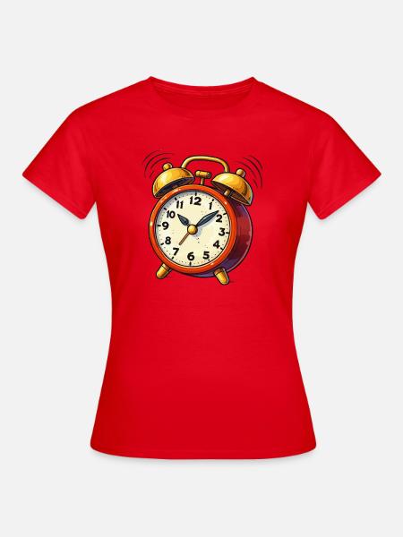 Wecker Comic Uhr - Frauen T-Shirt - Rot