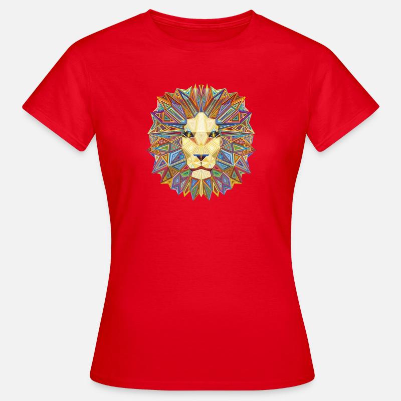 Geometrisk løvehoved - Dame-T-shirt - rød