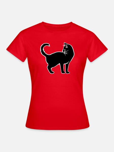 Minimalistische weiße Katzensilhouette - Frauen T-Shirt - Rot