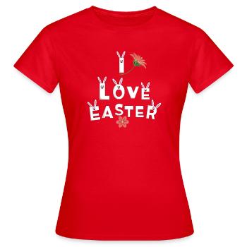Osterliebe mit Hase und Blume - Frauen T-Shirt - Rot - Vorne - AI Model Female 172 dark (172cm)