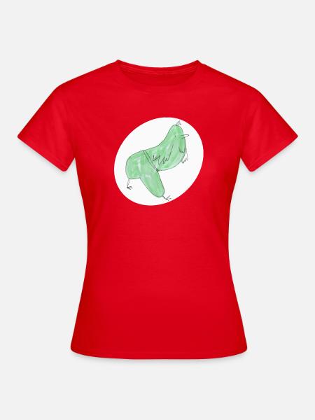 Minimalistischer abstrakter Grüner Vogel - Frauen T-Shirt - Rot