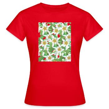 Edelweiß Frauen Alpenblume Berge Blumenmotiv Alpen - Frauen T-Shirt - Rot - Vorne - AI Model Female 172 dark (172cm)
