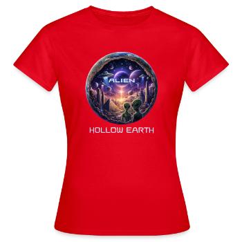 Terre Creuse Extraterrestre - T-shirt Femme - rouge - Devant - AI Model Female 172 dark (172cm)