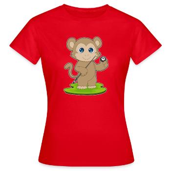Monkey Billiard Cue Sport - T-shirt Femme - rouge - Devant - AI Model Female 172 dark (172cm)