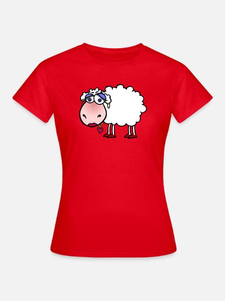 Kuschelschaf mit Herzanhänger - Frauen T-Shirt - Rot