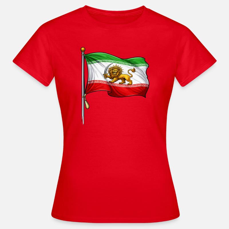 Löwe Schwert Iran Flag - Dame-T-shirt - rød