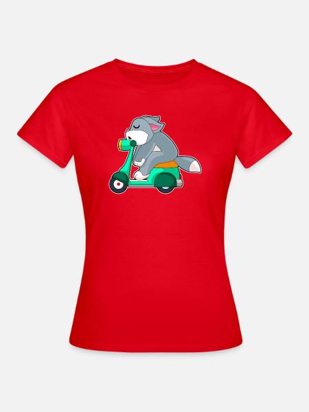 Katze Motorroller - Frauen T-Shirt - Rot