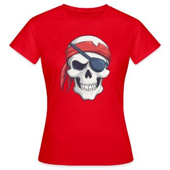 Pirate avec bandana et cache-œil - T-shirt Femme - rouge - Devant - AI Model Female 172 dark (172cm)