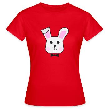 Cute Rabbit Head Bow Tie Retro Cartoon Art - Frauen T-Shirt - Rot - Vorne - AI Model Female 172 dark (172cm)