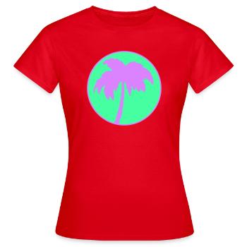 Silhouette du cercle de palmiers au néon - T-shirt Femme - rouge - Devant - AI Model Female 172 dark (172cm)