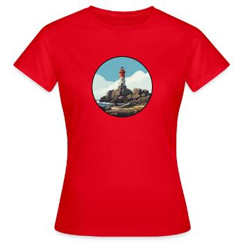 Phare breton au bord de la mer - T-shirt Femme - rouge - Devant - AI Model Female 172 dark (172cm)