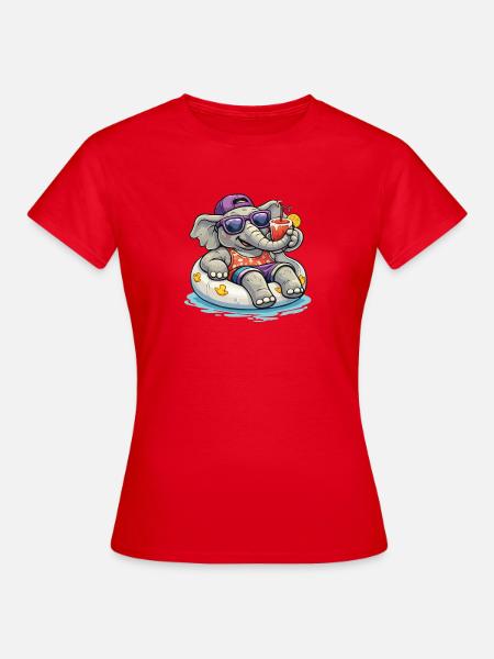 StrandElefant mit Drink - Frauen T-Shirt - Rot