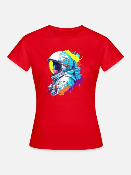 Astronaut Farbspritzer Illustration - Frauen T-Shirt - Rot