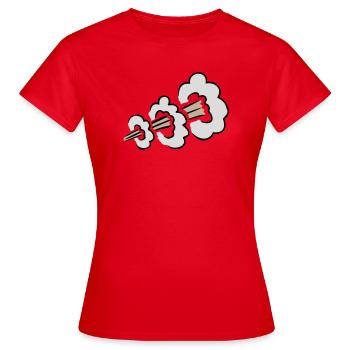 Lauter Furz Explosion Lustig Klohumor Comic Wolke - Frauen T-Shirt - Rot - Vorne - AI Model Female 172 dark (172cm)