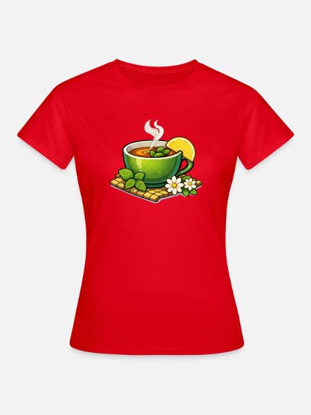 Grüner Kräutertee mit Zitrus - Frauen T-Shirt - Rot