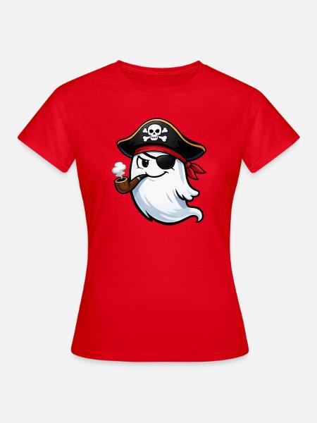 Geistpirat mit Pfeife - Frauen T-Shirt - Rot