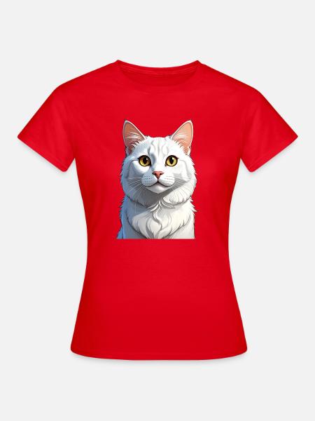weiße Katze - Frauen T-Shirt - Rot