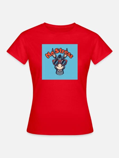 Stressfreier Esel und rote Brille - Frauen T-Shirt - Rot