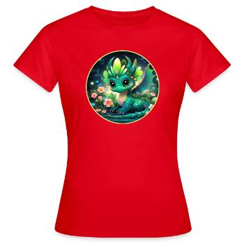 Drachenjunge im Regenwald - Frauen T-Shirt - Rot - Vorne - AI Model Female 172 dark (172cm)