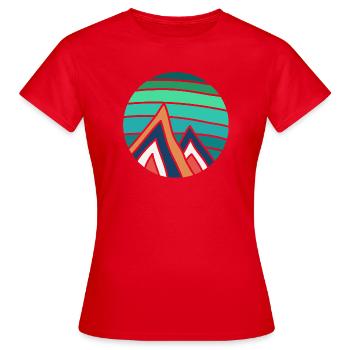 Montagnes en cercle turquoise - T-shirt Femme - rouge - Devant - AI Model Female 172 dark (172cm)