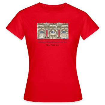 New York, Metropolitan Museum, NYC Zeichnung - Frauen T-Shirt - Rot - Vorne - AI Model Female 172 dark (172cm)