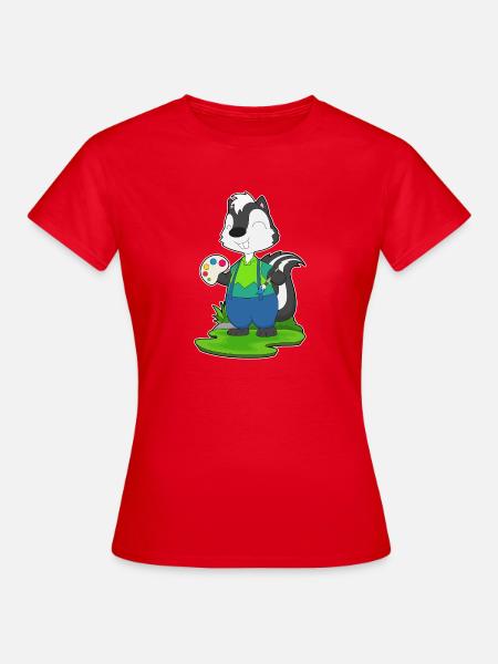 Stinktier Maler Pinsel Malen - Frauen T-Shirt - Rot