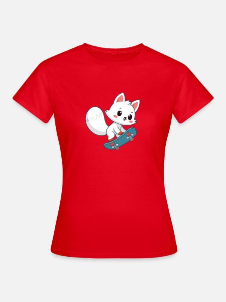 Süßes Fuchs-Skateboard - Frauen T-Shirt - Rot