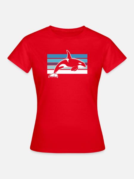 Orca im Ozeanstreifen - Frauen T-Shirt - Rot