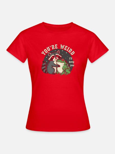 Waschbär und Frosch Umarmung - Frauen T-Shirt - Rot