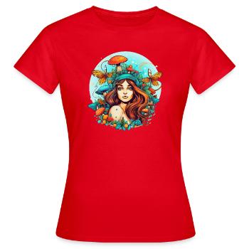 Pilz - Frauen T-Shirt - Rot - Vorne - AI Model Female 172 dark (172cm)