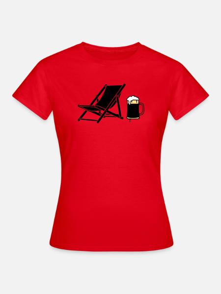Liegestuhl Bierkrug Silhouette - Frauen T-Shirt - Rot
