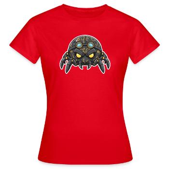 Tarantula Sentinel Steampunk Mechanisch Schwarz - Frauen T-Shirt - Rot - Vorne - AI Model Female 172 dark (172cm)